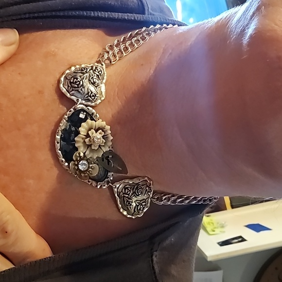 STUNNING VINTAGE EFM FLORAL choker chain necklace - Picture 2 of 8